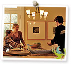 Family setting the table