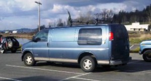 My infamous mini-van complete with a kitchen in back!
