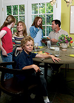 family talking and listening