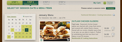Select your meals and session online