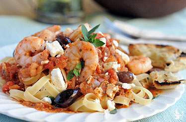 GREEK ISLAND SHRIMP WITH PASTA