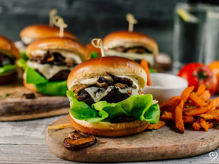 Mushroom Swiss Bistro Burger with Salt & Pepper Fries
