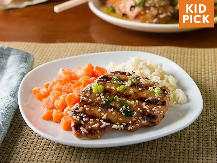 Savory Chicken with Sesame Honey Butter & Sweet Gingered Carrots
