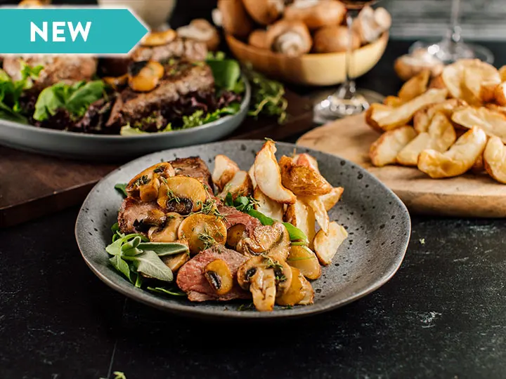 Seared Steaks with a Creamy Mushroom Thyme Sauce
