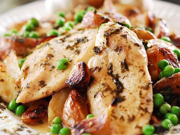 Chicago Style Chicken with Roasted Potato Wedges