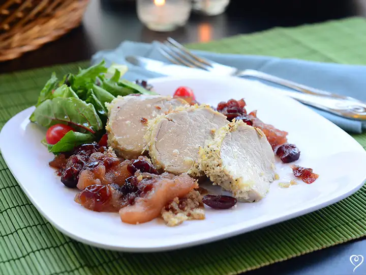 Honey Pecan Pork Tenderloin with Cranberry Apple Sauce